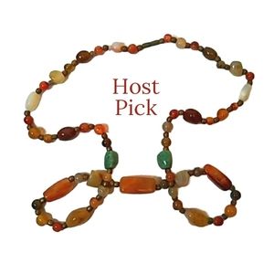 Vintage Carnelian Natural Polished Beaded Stone Necklace | Southwestern